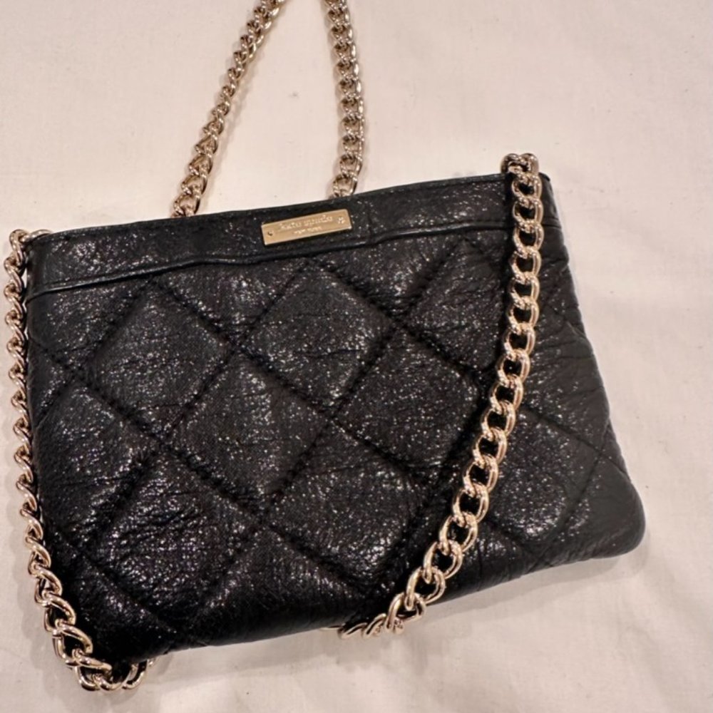 Kate spade cross body bag - black with gold strap